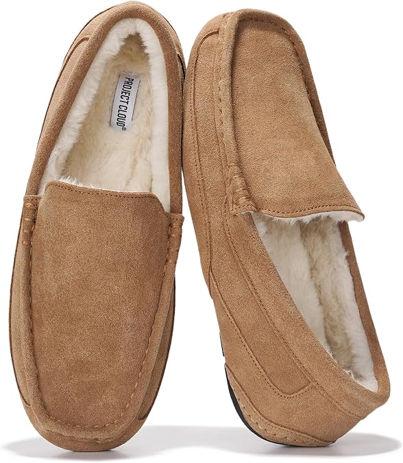 100% Genuine Leather Mens Slippers Slip-On Mens Shoes, Loafers for Men