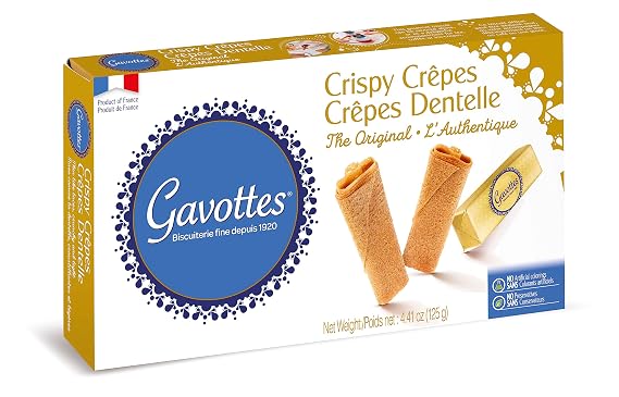 Gavottes Gourmet French Lace Crispy Crepes - Individually Wrapped | Ready-to-eat Crispy Crepes | Gavottes Crispy Crepes From France | The Original Crepes Dentelle (24 Crepes/4.41oz)
