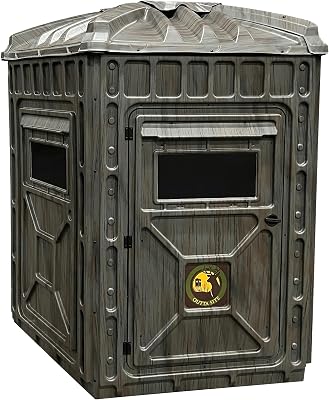 Outta Site Hunting Blind – 4 & 5 Sided High Density Plastic Hunting Blind – 1-2 & 2-3 Person Hard-Sided Ground Blind for Deer, Turkey Hunting – 360 Views – Arctic Snow Camo, Habitat Olive, Thicket Oak