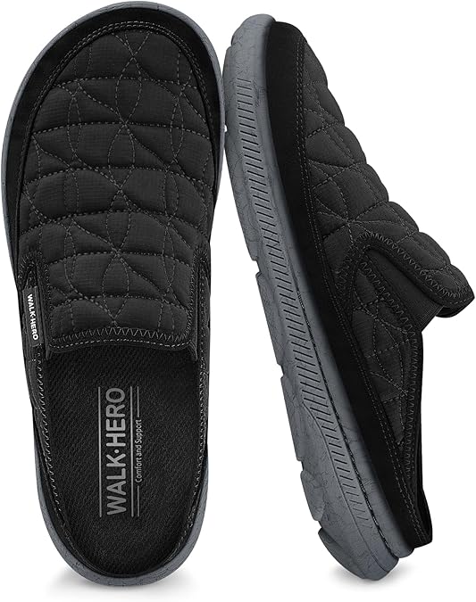 Mens Slippers with Arch Support, House Slippers for Men Plantar Fasciitis