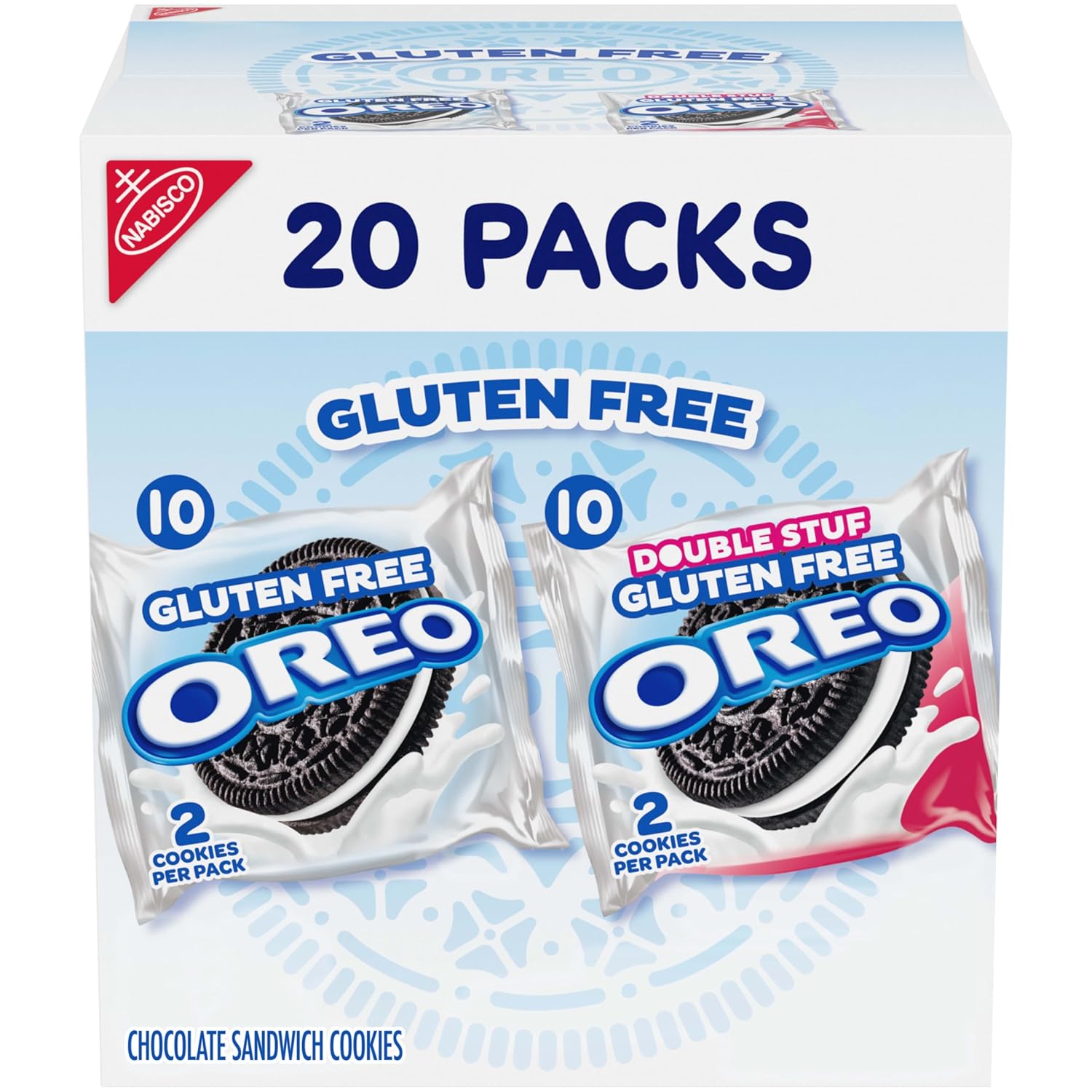 OREO Gluten Free Original & Double Stuf Chocolate Sandwich Cookies Variety Pack Gluten Free Biscuits 20 Snack Packs (2 Biscuits Per Pack)