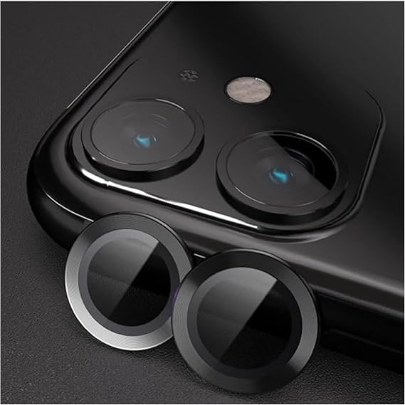 Babilden iPhone 11 İle Uyumlu Kamera Lens Koruyucu Alüminyum Alaşım Çerçeveli Tempered Glass (Siyah)