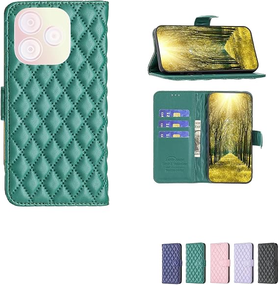 jioeuinly Case Compatible for Blu G65L Phone Case Cover [with Tempered Glass Screen Protector] Flip Stand Cover Women Wallet Green
