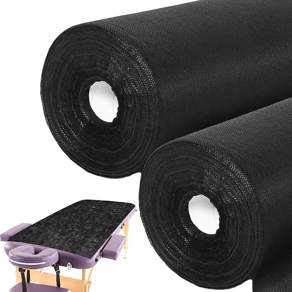 Buryeah Disposable Massage Table Roll 32"x71" Spa Bed Sheets,Black,2 Rolls