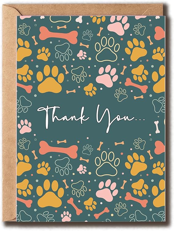 Thank You Card - Dog Thanks Card - Funny Grateful Card - Naughty Appreciate Card - Card For Pet Sitters, White