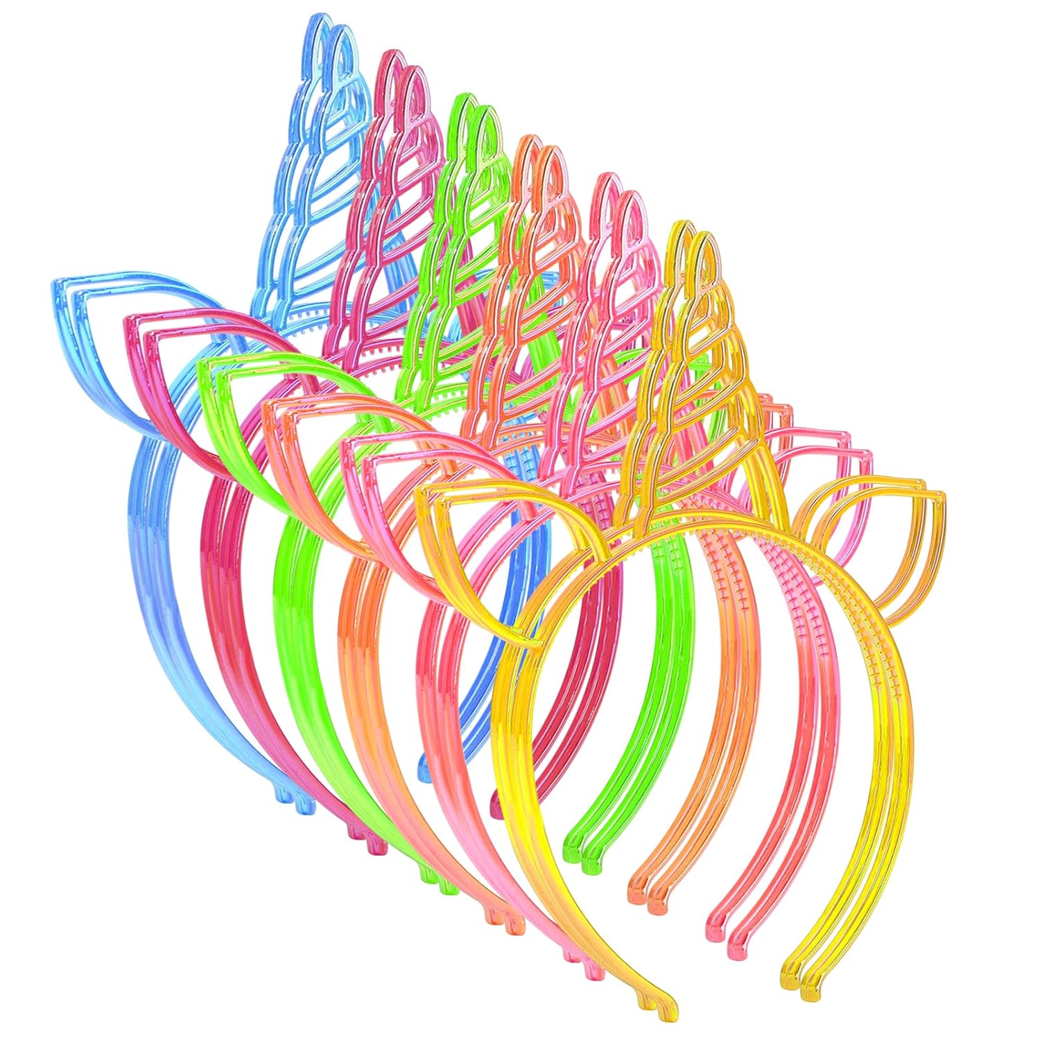 ZIRICHER Unicorn Headband for Girls, Rainbow Unicorn Birthday Party Favors Crown Headband, Plastic Unicorn Hairband for Party Supplies Gifts,Party Headwear Accessories for Kids Children Toddlers Adult