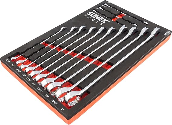 Sunex 9909 13 Pc. V-Groove SAE Wrench Set in EVA Foam 1/4"-1"