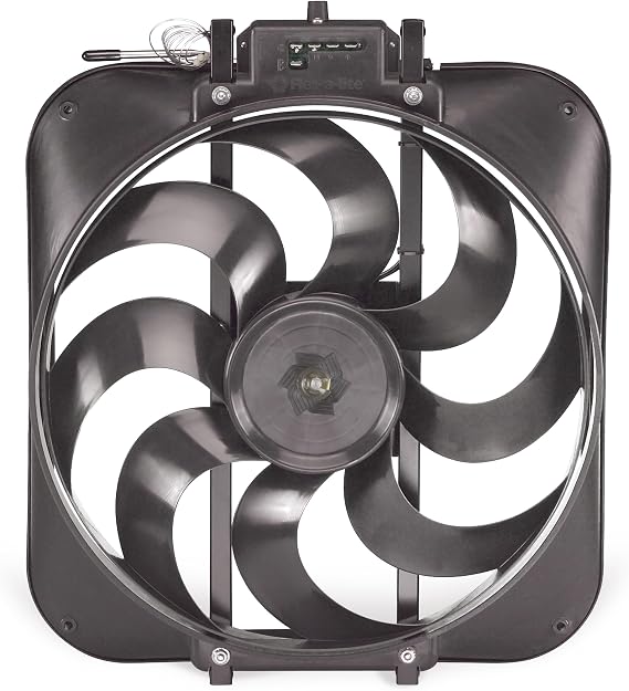 Flex-A-Lite Black Magic S-Blade Reversible Electric Fan With Adjustable Thermostat Controller, Pusher-Puller Fan (160), Car Accessories, 15 Inches