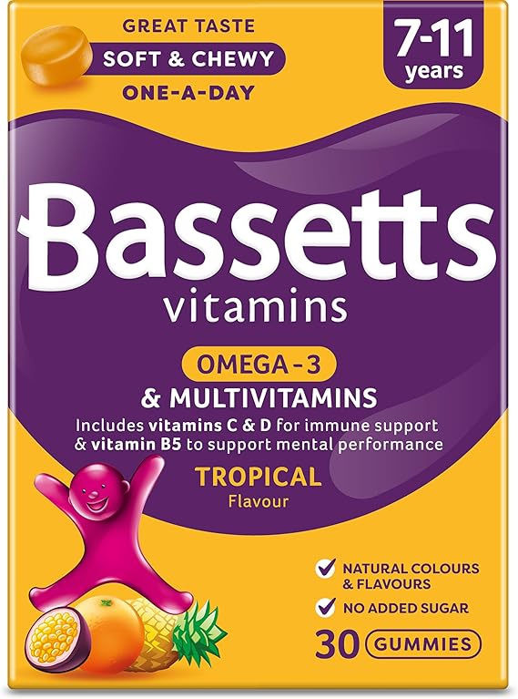 Bassetts Vitamins 7-11 Omega 3 Tropical Flavour Multivitamins 30 Gummies