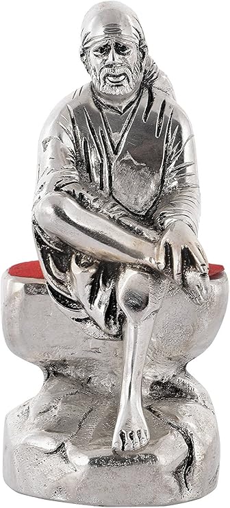 DreamKraft Metal Sai Baba Showpiece Idol for Enhance Home Decor - Silver Standard Silver