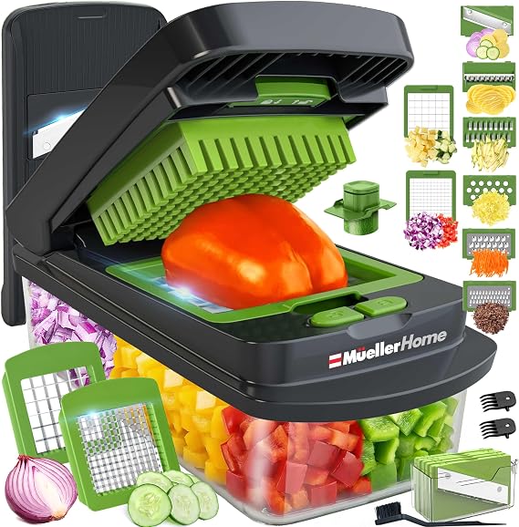 MUELLER HOME Pro-Series 10-in-1 Vegetable Chopper with Container, 8 Blade