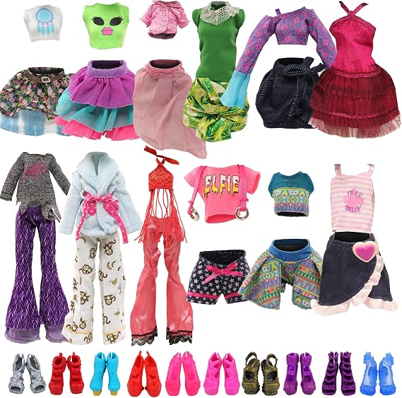 6 Sets Doll Clothes Outfits and 6 Shoes for 11 inch Monster Girl Doll