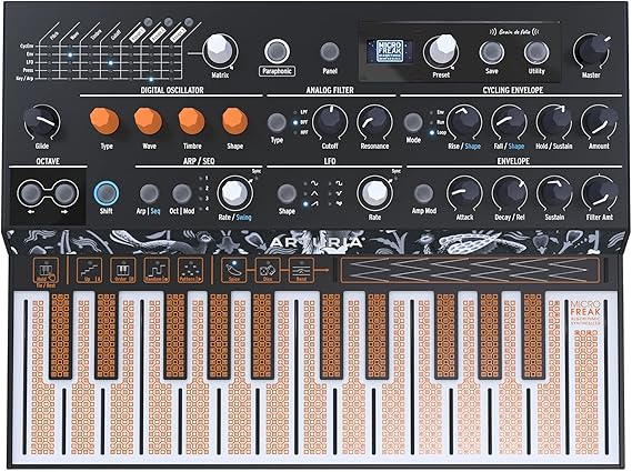 Arturia - MicroFreak Synthesizer Keyboard - 25-Key Hybrid Synth with PCB Keyboard, Wavetable & Digital Oscillators, Analog Filters | 25-Key Capacitive Touch Keyboard with Polyphonic Aftertouch, Digital Wavetable and Multi-Mode Oscillators, Analog Filter