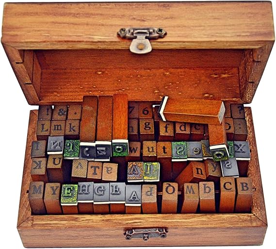 70pcs Alphabet Stamps Vintage Wooden Rubber Letter Number and Symbol Stamp Set for DIY Craft Card Making Happy Planner Scrapbooking Supplies