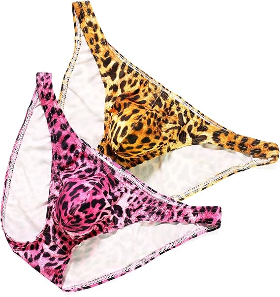 Faringoto Leopard Print Men's Briefs Cool Underwear Male Comfy U Convex Bulge Pouch Man Bikini Underpants Shorts
