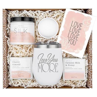 Gifts for Women - Best Relaxing Spa Gift Box Basket for Wife Girlfriend Mom Sister Daughter BFF - Love You More Tumbler wLid - Birthday Anniversary Valentines Day Bath Set Unique Present for Her