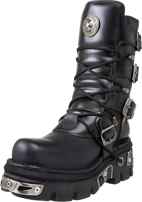 New Rock Reactor Half Boots Unisex Platform Boots in Black - 8 US