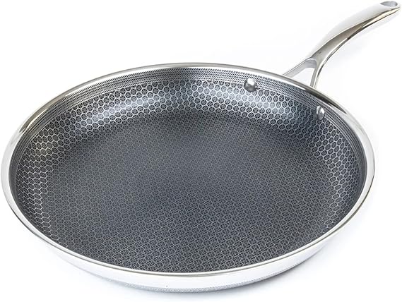 Hexclad Hybrid Nonstick Cookware 12" Frying Pan, PFOA Free, Metal Utensil Safe, Induction Ready
