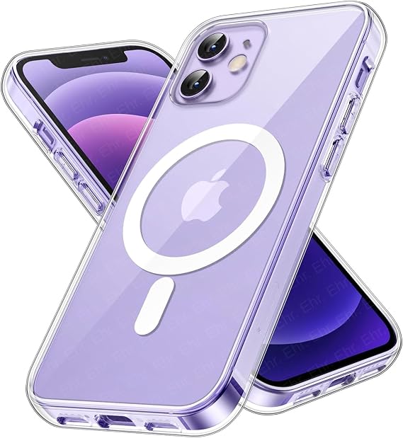 Ehr. iPhone 12/12 Pro Uyumlu Kamera Korumalı Magsafe Wireless Şarj Özellikli Sert Sararmaz Kristal Şeffaf Kılıf (Şeffaf, iPhone 12/12 Pro)