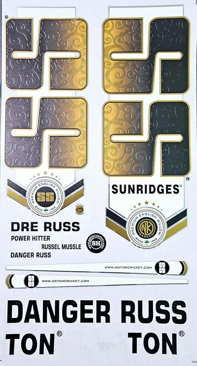 AYN Cricket Bat Sticker 4D Digital Embossed English Willow Fiber Tape Sports Accessories Protection, Gladitor Andre Russell