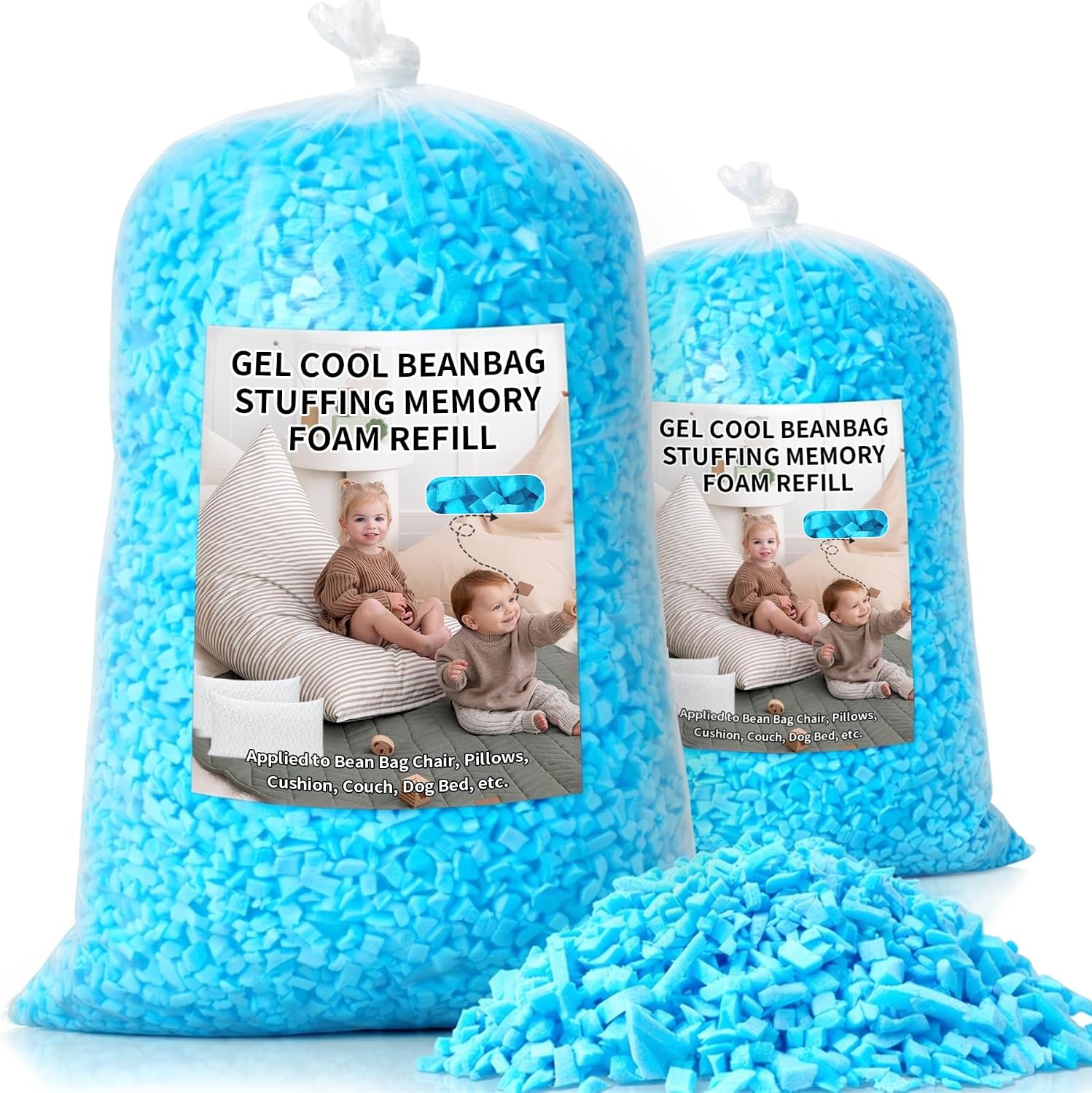 Bean Bag Filler 10lb Shredded Memory Foam Fill Soft Pillow Filler Bean Bag Refill Foam for Couch, Cushion, Plush, Dog Bed, Art Craft