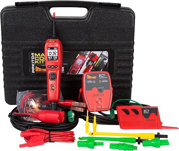 Power Probe PPKIT04 Power Probe 4 Master Combo Kit with PPECT3000, Supplies Power/Ground, Signal Testing (AC-RMS, Frequency, Pulse Width), Fuel Injector & PCM/ECM Driver Testing, 12–24V