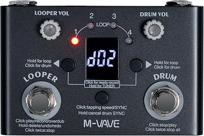 Lost Tempo V2 Drum Machines & Looper Pedal Built-in 30 Drums 11 Mins Recoding Time High Precision Tuner,Dual Power Modes, Tuner, Drum Machine, Loop, Drum Machine and Loop Mixed Mode