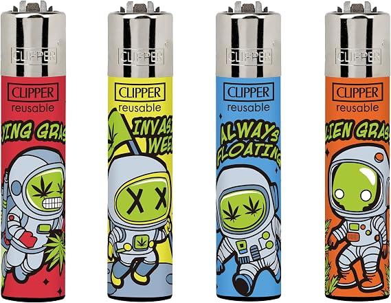 4 x CLIPPER LIGHTERS - NO FEUL ASTRO WEED 2