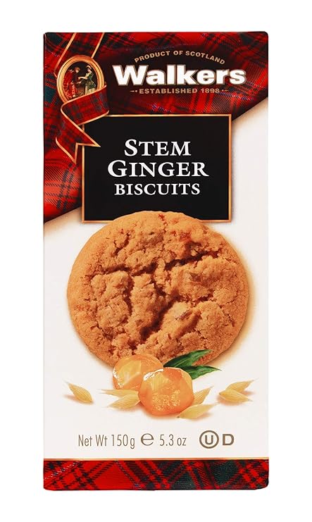 Walker's Shortbread Stem Ginger Cookies, Scottish Style Cookies, 5.3 Oz Box