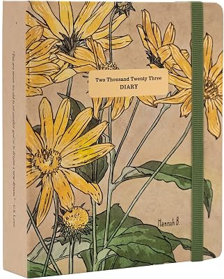 Kokonote Flowers By Hannah Borger Diary 2023 | 6.3 x 7.8 inches -16.5 x 20 cm | Academic Diary Week To View | With Stickers | Cute Stationery | 2023 Diary