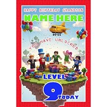 Roblox Birthday Card For Grandson Age 9 - Personalised Option with ANY NAME, AGE or RELATION - POSTED SAME DAY - FULL COLOUR INSIDE!