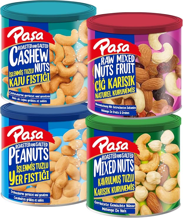 Paşa Süper Dörtlü Kuruyemiş Seti, Tuzlu Karışık, Kaju, Yer Fıstığı ve Naturel Mix, 630 gr