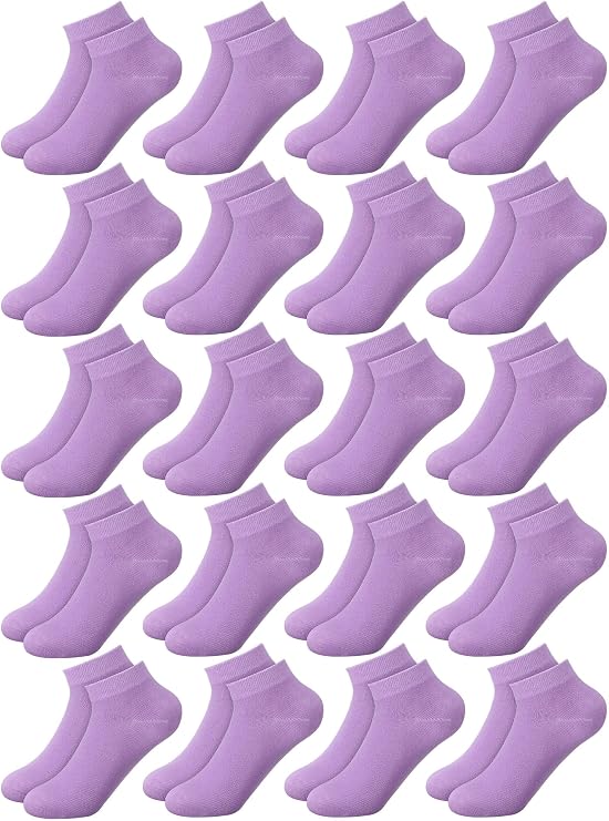 Funtery 20 Pairs Pink Purple Ankle Socks for Girls Women