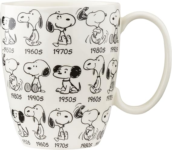Department 56 Porcelain Peanuts Anniversary Snoopy Mug, 10 fluid ounces