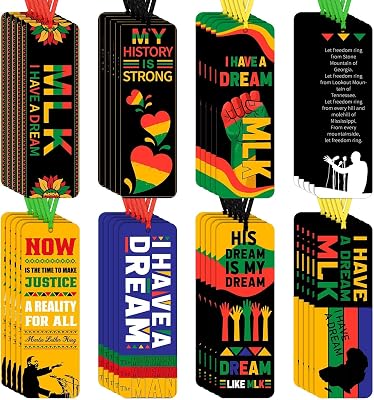 200 Pcs Martin Luther King Jr. Day Bookmarks Decorations Double-Side Inspirational Patriotic Civil Right Stars African American Bookmarks Bulk for MLK Educational Learning Activities
