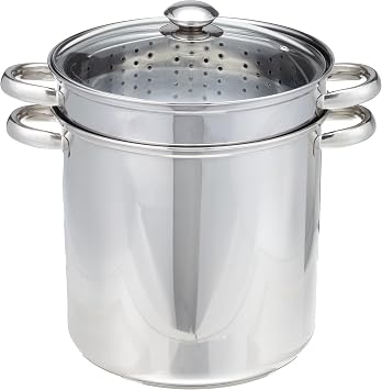 EXCELSTEEL 4 Piece 18/10 Stainless Steel Multi-Cookware Set With Encapsulated Base, 12 Qt
