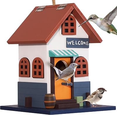 MIXUMON Bird Houses for Outside, Outdoor Bird House for Bird Families Bluebird Sparrow Finch Cardinals Hanging Birdhouse for Garden.