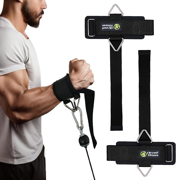 J Bryant Fitness Wrist Straps for Weightlifting and Cable Machines - Premium Padded Wrist Cuffs with Sturdy Triangle Buckle Ideal for Arm Training Tricep Extensions Upright Rows and Recovery Workouts