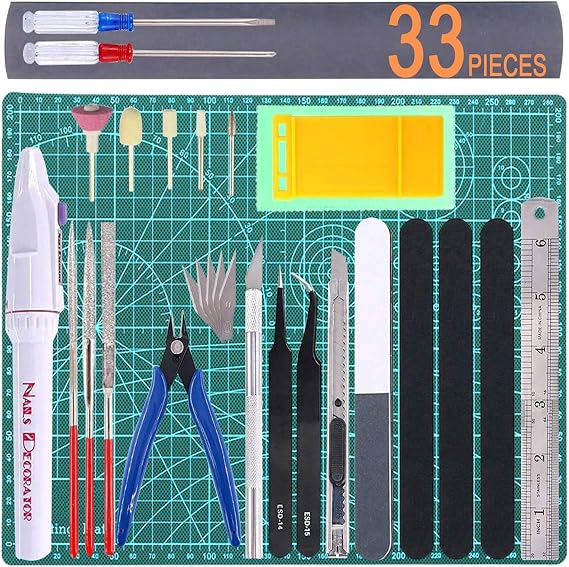33Pcs Gundam Model Tool Kit Gunpla Tools Set Modeler Basic Tool Craft Set Hobby Building Tools Kit Bandai Models Tool Kits for Minature Gundam Car Airplane Ship