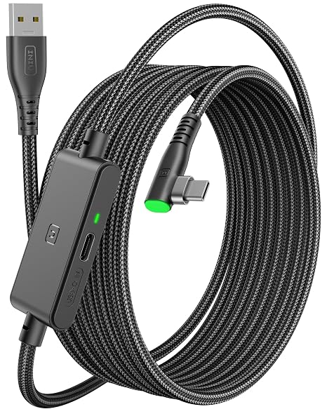 INIU 5m VR Link Cable with Separate Charging Port, USB 3.0 to USB C Cable | USB 3.0 High Speed & Charging, Compatible for Virtual Reality Headset, Meta Quest 3S, Quest Pro, Pico 4, Steam VR, Gaming PC
