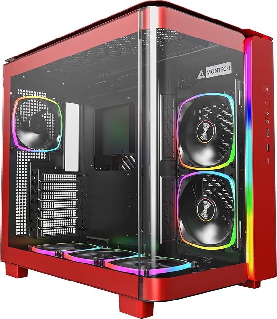 Montech KING 95 PRO Orta boy kasa, Temperli Cam, ARGB - kırmızı