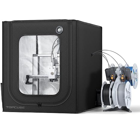 TOPCUBE 3D Printer Enclosure for Bambu Lab A1 with LED Light Black | Large Size Enclosure Fireproof Waterproof Dustproof Noise Reduction Constant Temperature 3D Printer Cover, 580X670X670MM