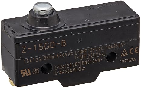 Omron Z-15GD-B General Purpose Basic Switch, Short Spring Plunger, Screw Terminal, 0.5mm Contact Gap, 15A Rated Current