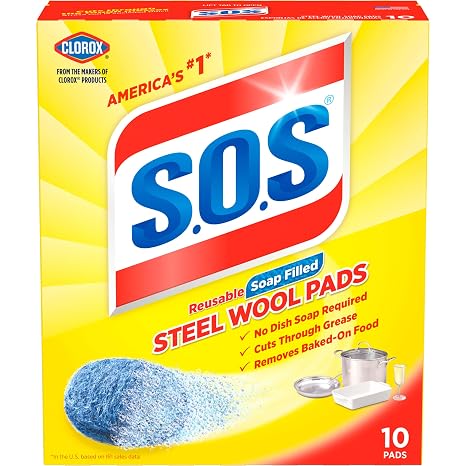 S.O.S-10002 , Steel Wool Soap Pads, 10 Ct