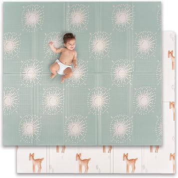 JumpOff Jo Baby Play Mat - Extra Large Folding Foam Play Mat for Babies, Toddlers, Waterproof, Double-sided (77" x 70")