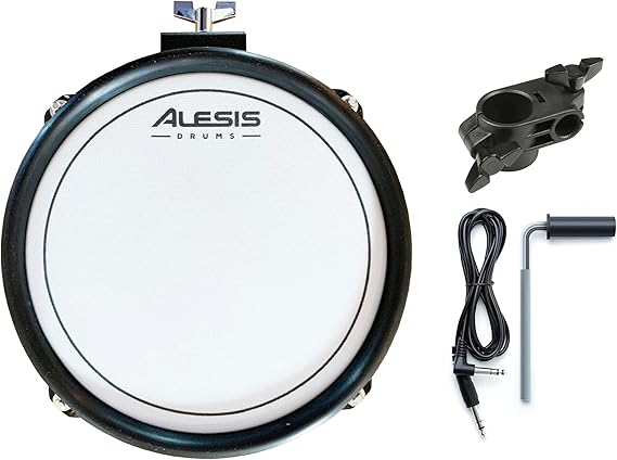 Alesis PRO 8 Inch Dual Zone Mesh Drum with Clamp and Silverline Audio 10ft Trigger Cable Bundle [Compatible with RolandYamahaSimmonsIon]