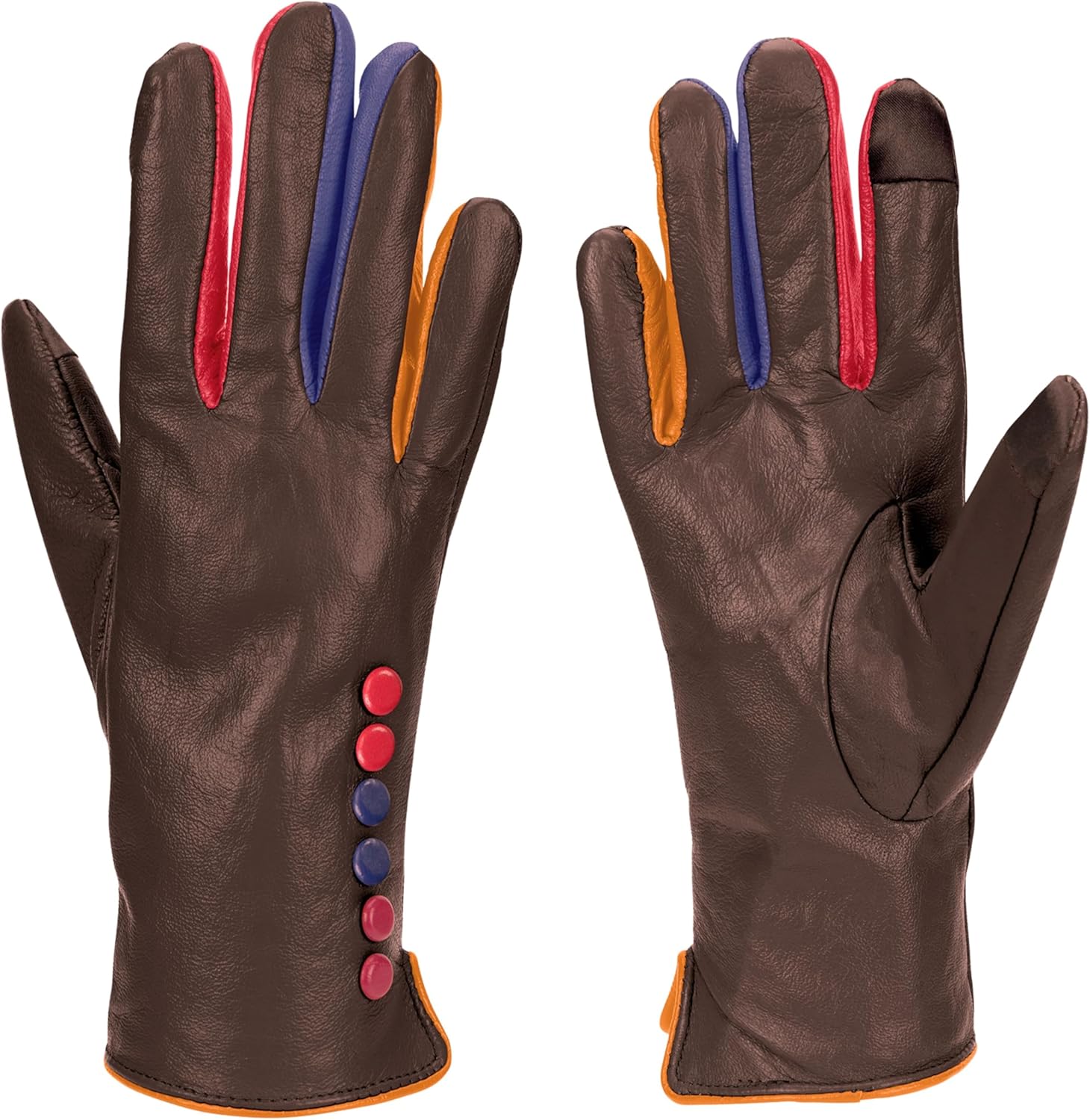 Vera Tucci Tiffany G01 Originals Designer Luxurious Leather Winter Gloves - Ladies Designer Fingerless Mittens