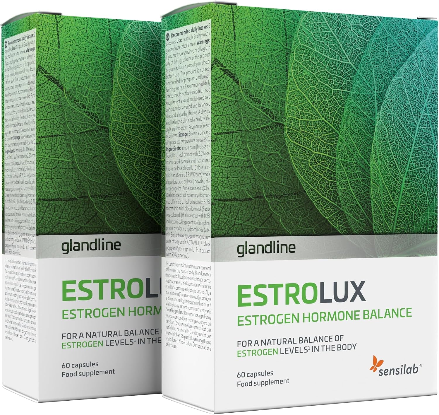 chlorella iodine vitamin b6 rosemary lemon balm black pepper - estrogen tablets - hormone balance women - pms - 120 capsules for 60 days - estrolux sensilab