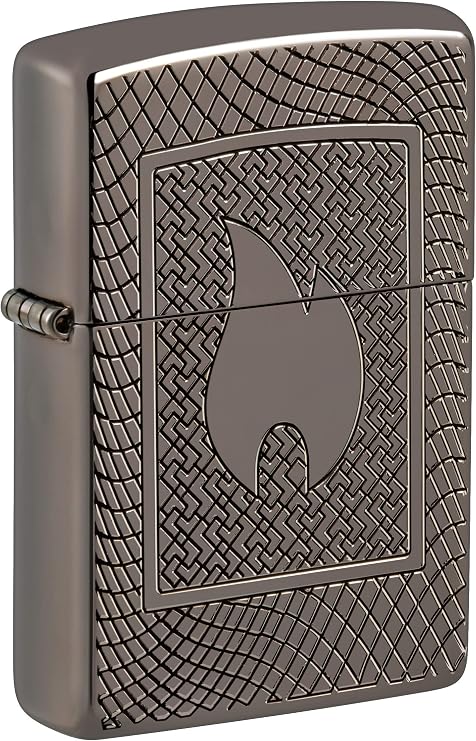 Zippo Lighter - Personalized Customize Message Engrave on Backside for Zippo Brand Design Logo Lighter (Armor Black Ice 48569)