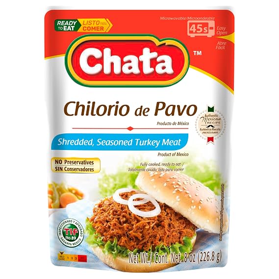 Chata Mexican Turkey Chilorio, Shredded Seasoned Turkey, 8 oz